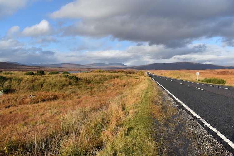 long straight road running through autumn coloured fields